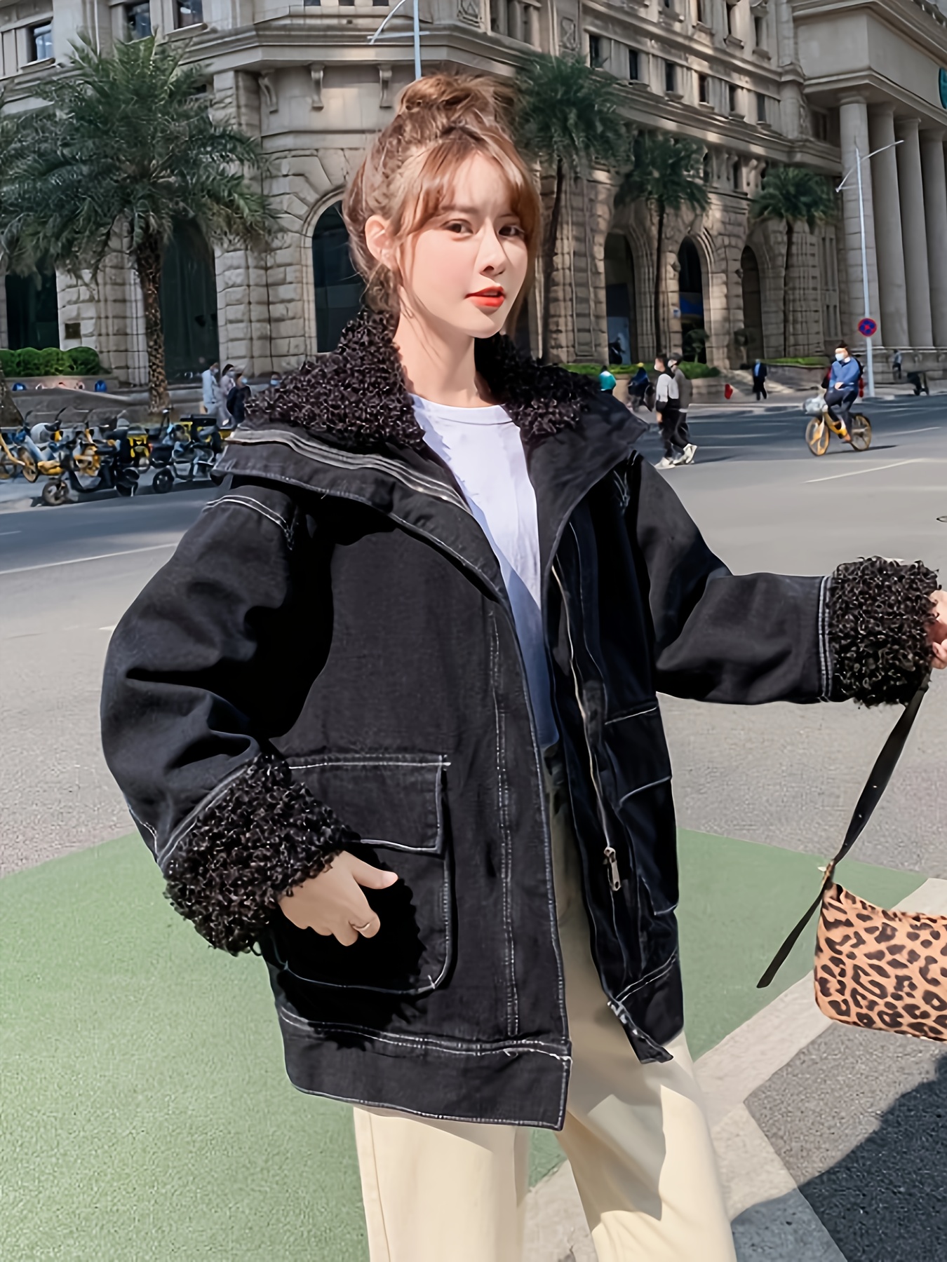 womens winter fleece lined heavyweight black denim Temu New Zealand