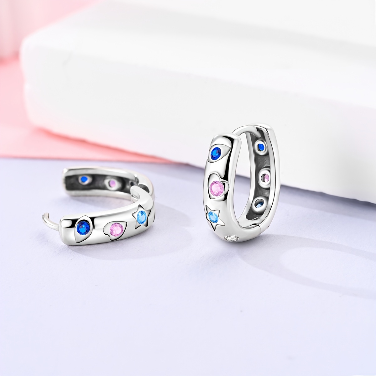 Artistic Irregular Pattern Zirconia Stud Earrings, Trendy Gift