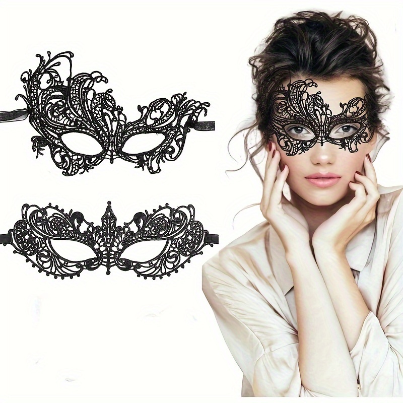 

2 Pcs Lace Masquerade Masks: For Costume Parties, Halloween, Or Photo - 2 Styles