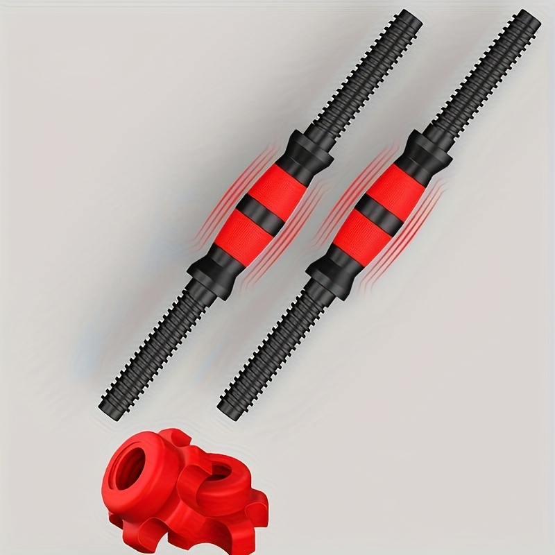 2 Rubber-Coated Weight Bars + 4 Anti-Slip Bolts - Universal Dumbbell Plate Assembly Kit | Professional Strength Training Equipment | Star Lock Safety System | Sweat-Absorbing Foam Grips | Full Body Workout for Arms/Shoulders/Abs/Legs, Without Battery