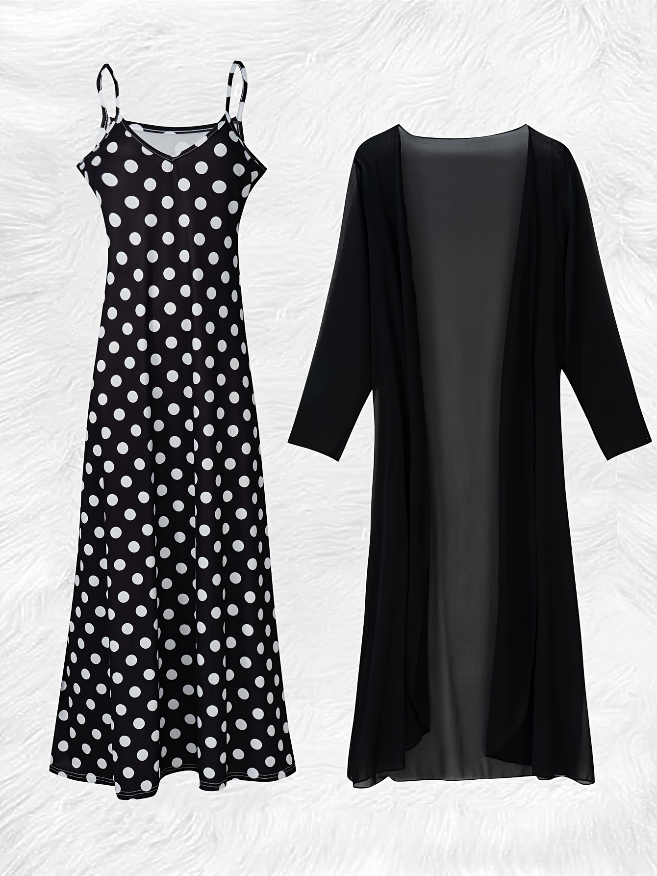 black and white dress with cardigan Mix Media Striped Cotton Dress & Cardigan Set – Parni main image 0