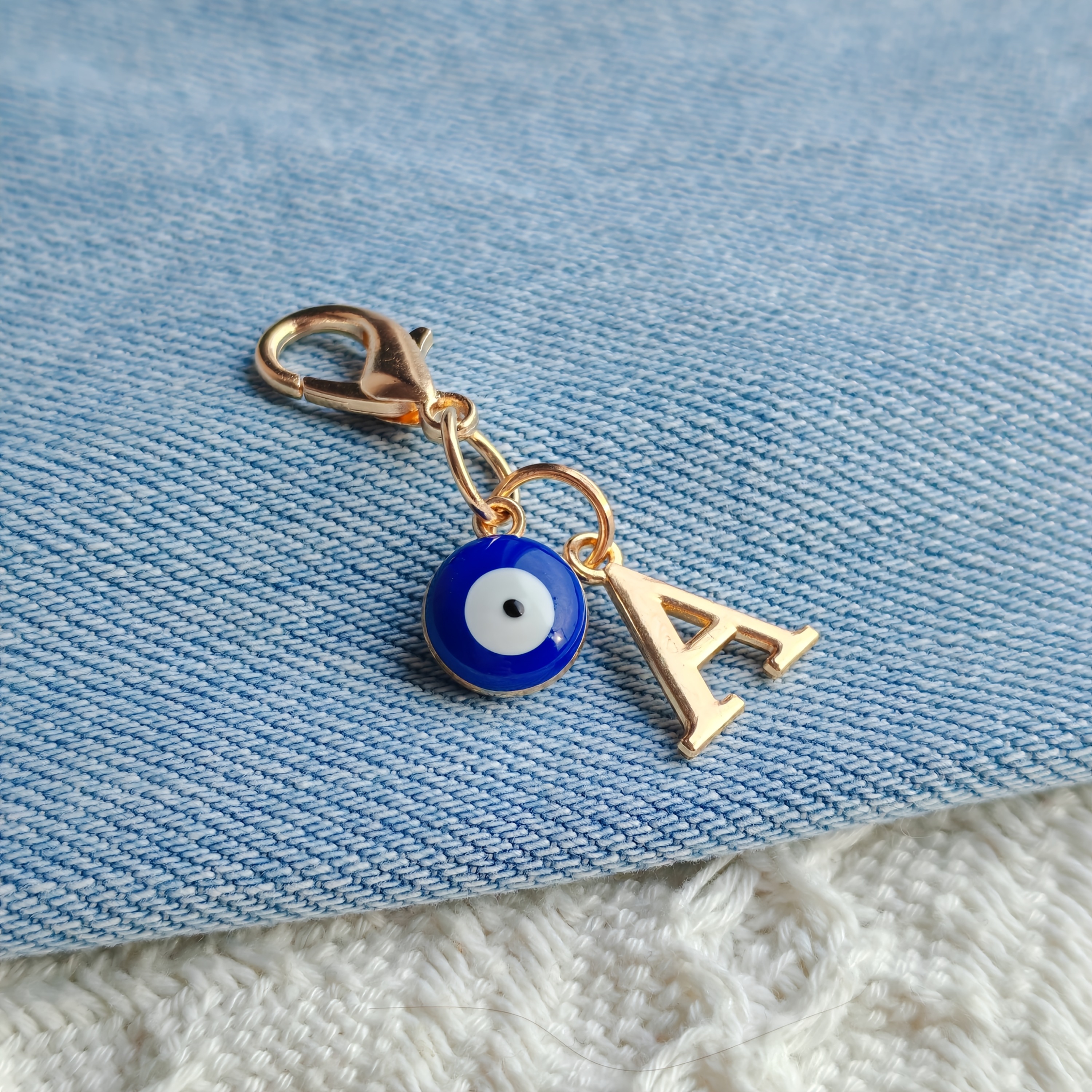 TEMU 1pc Fashion Golden Letter Initial Keychain With Evil Eye Keyring Keychain Bag Charm Purse Decoration Suitable For Women' Use And Small Gifts For