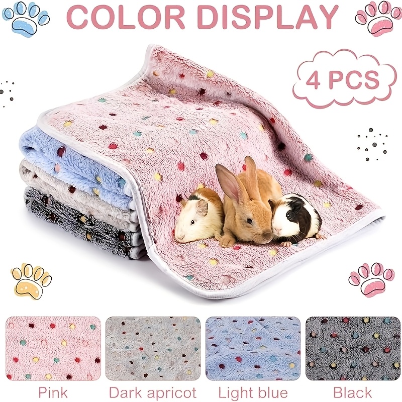 

4pcs Cozy Fleece Pet Blankets For Small Animals - Waterproof & Washable Cage Liners, Sleep Mats For , , Rabbits, Hedgehogs