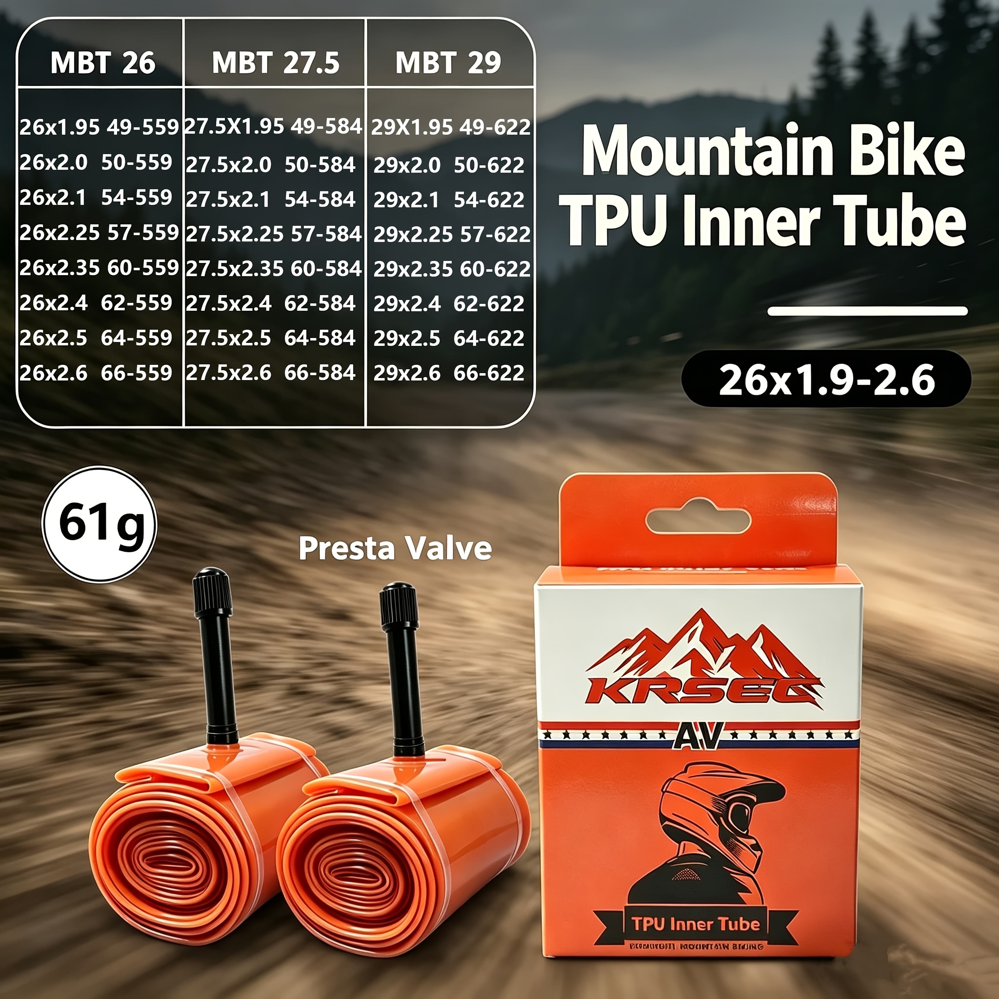 TEMU Camelots de vélo VTT en TPU, valve Schrader de 45 mm de longueur, disponibles en pack simple de 2, camelots de remplacement ultralégers et
