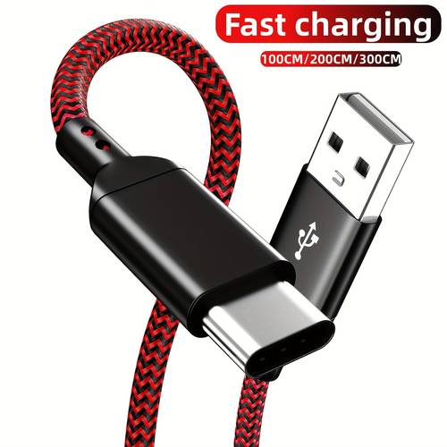 usb c nylon braided fast charging cable compatible with oneplus xiaomi for iphone 15 16 17and other devices features data sync 3 3ft 6 6ft 9 9ft for