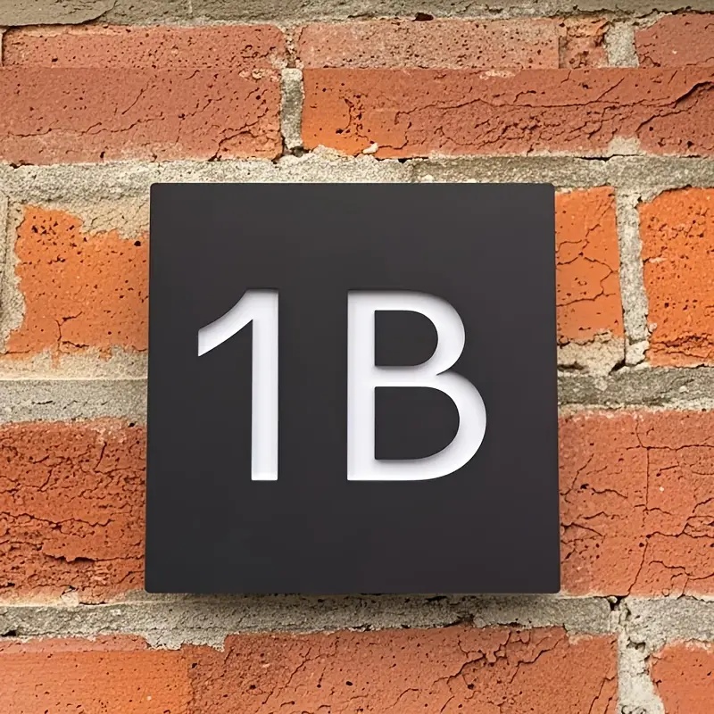TEMU Customizable Outdoor Street Address Sign - Durable Plastic Wall-mounted House Number Plate With Adhesive Backing, No Tools Required For