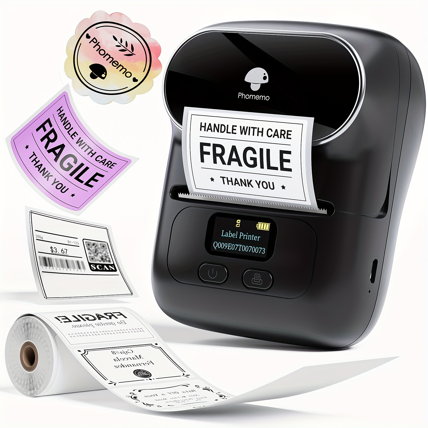 Phomemo M110 Label Printer - Wireless Portable Thermal Printer For Small  Businesses, Addresses, Logos, Clothing, And Mail Barcode Label Printing  Sticker Printer For Phones And Computer Black Color