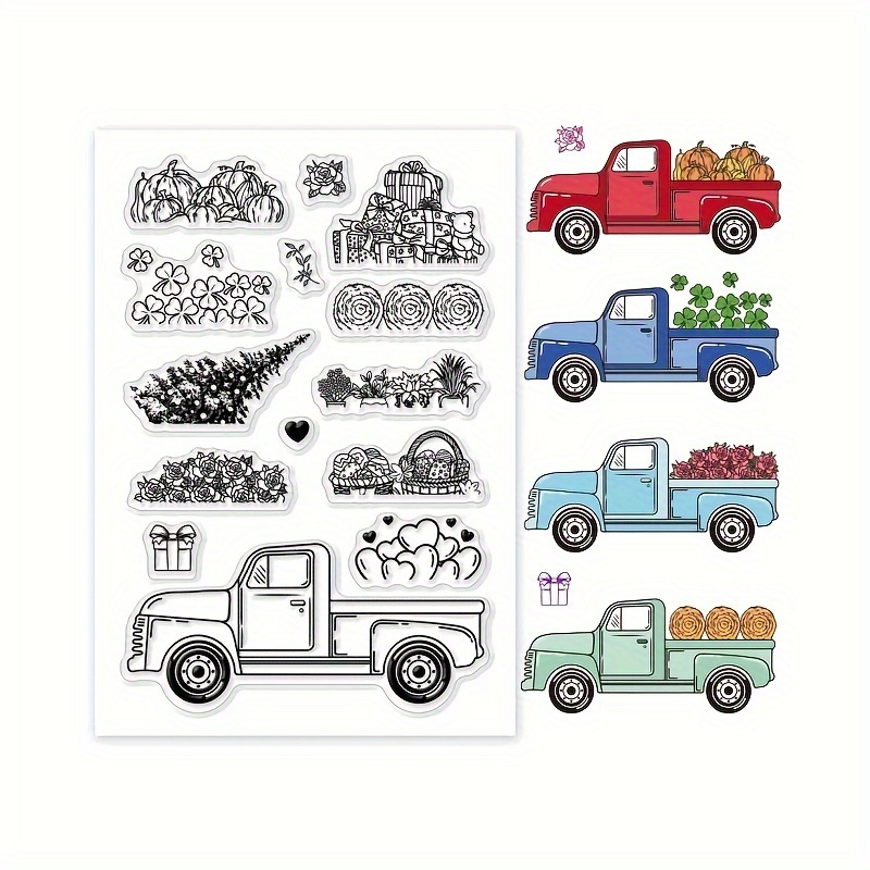 

1pc Festive Transparent Stamp - Truck Design For Diy Crafts, Card Making & Holiday Decorations - Pvc Rubber Seal For Easter, Valentine's Day, Christmas