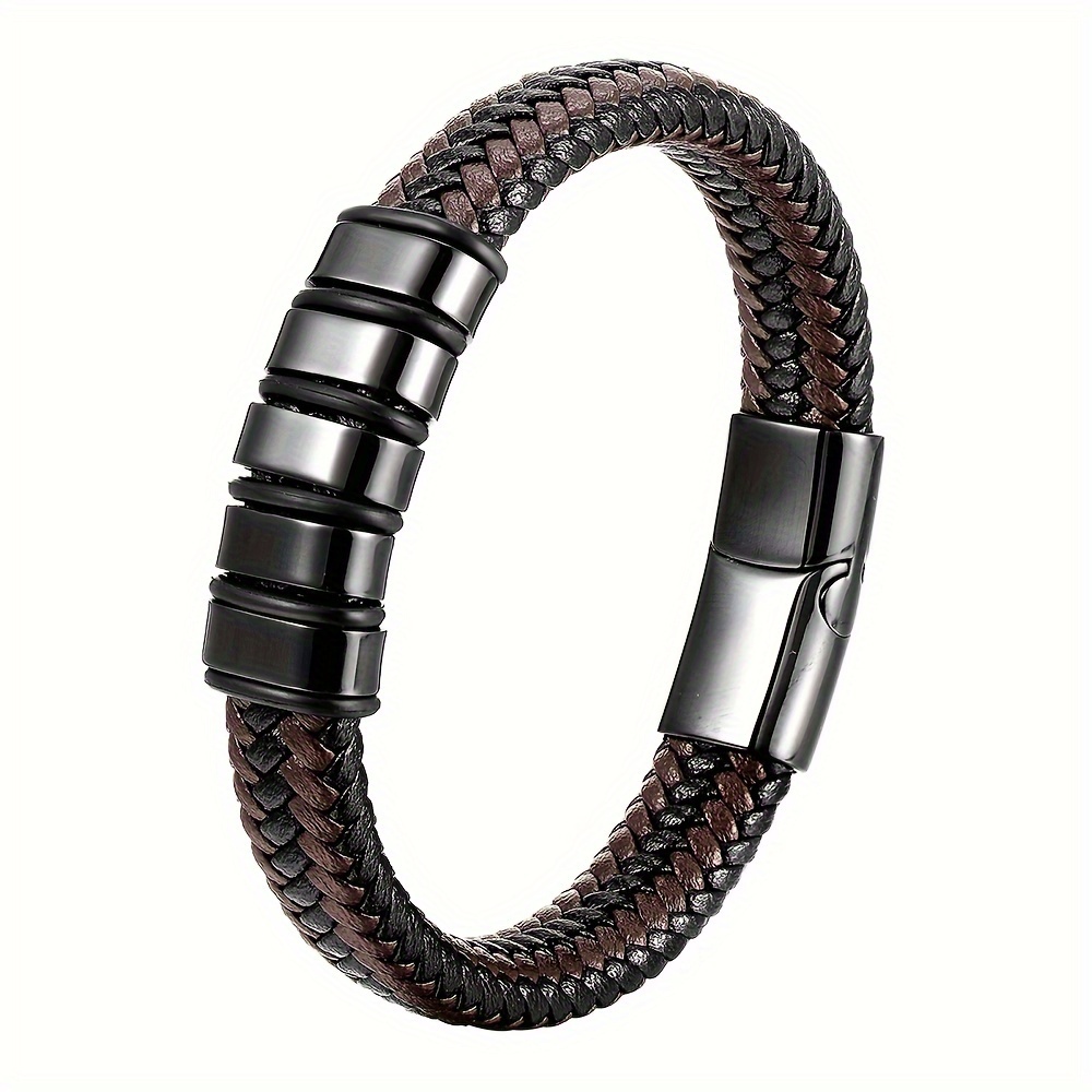 TEMU 1pc Pu Leather Bracelet, Men' Cool Stylish Accessories, Classic Souvenir, Ideal Gift For Valentine's Day, Christmas, Birthday, Anniversary