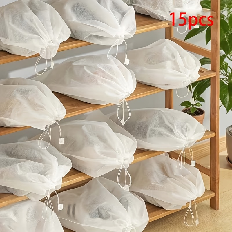 TEMU 15pcs Of Drawstring Dust-proof Bags, Breathable Non-woven Fabric, Large Capacity Storage Bags, Suitable For Handbags, Wallets, Shoes, Home And