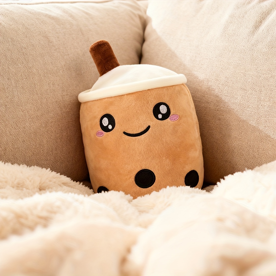 Kawaii Bubble Tea Cup Plush Toy, Cute Soft Stuffed Animal