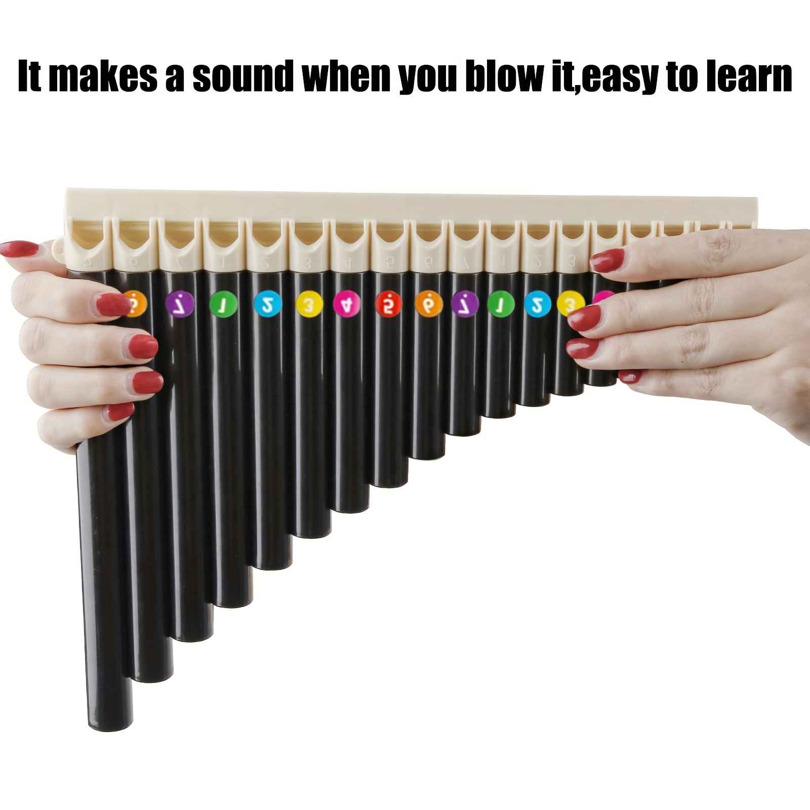 Image of 1pc 18 Black Panpipes, Transparent And , A Row Of Mouthpieces, Exercise Lung Capacity, Convenient And Lightweight, Comfortable To Hold, Smooth Mouthpiece Without Grinding Mouth