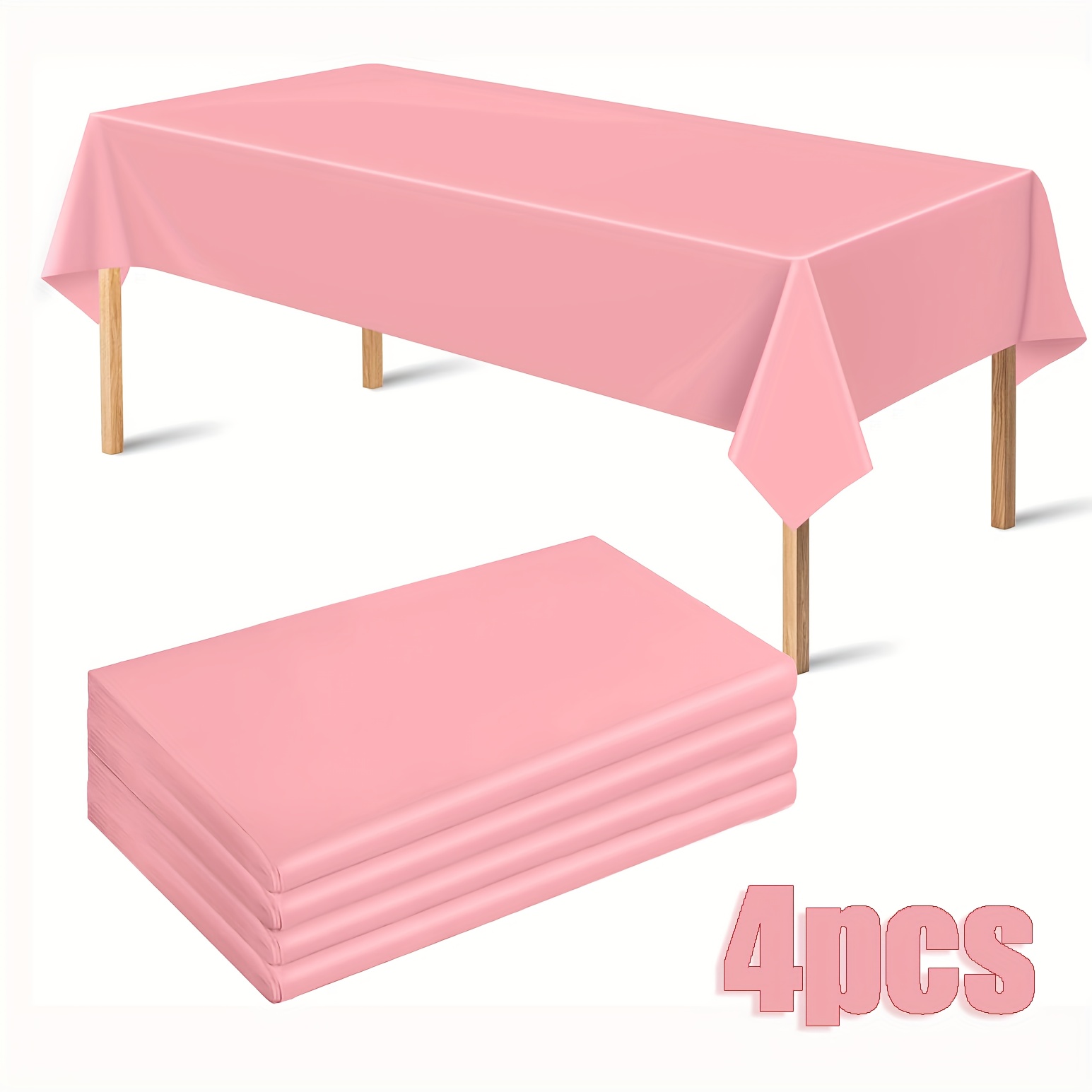TEMU 4. Pink Plastic Tablecloth - Use Rectangular Tablecloth 53.94 X 72.5 Inches - Party Tablecloth