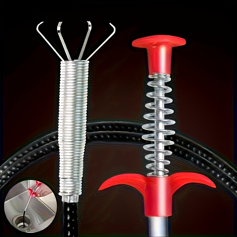 1 pieza Desatascador de inodoro tipo serpiente, herramienta de garra para desagüe de inodoro doméstico con 4 garras, serpiente para tuberías, agarrador de desagüe flexible de mano, recogedor de escombros para recoger basura, removedor de obstrucciones de desagüe de fregadero para fregaderos