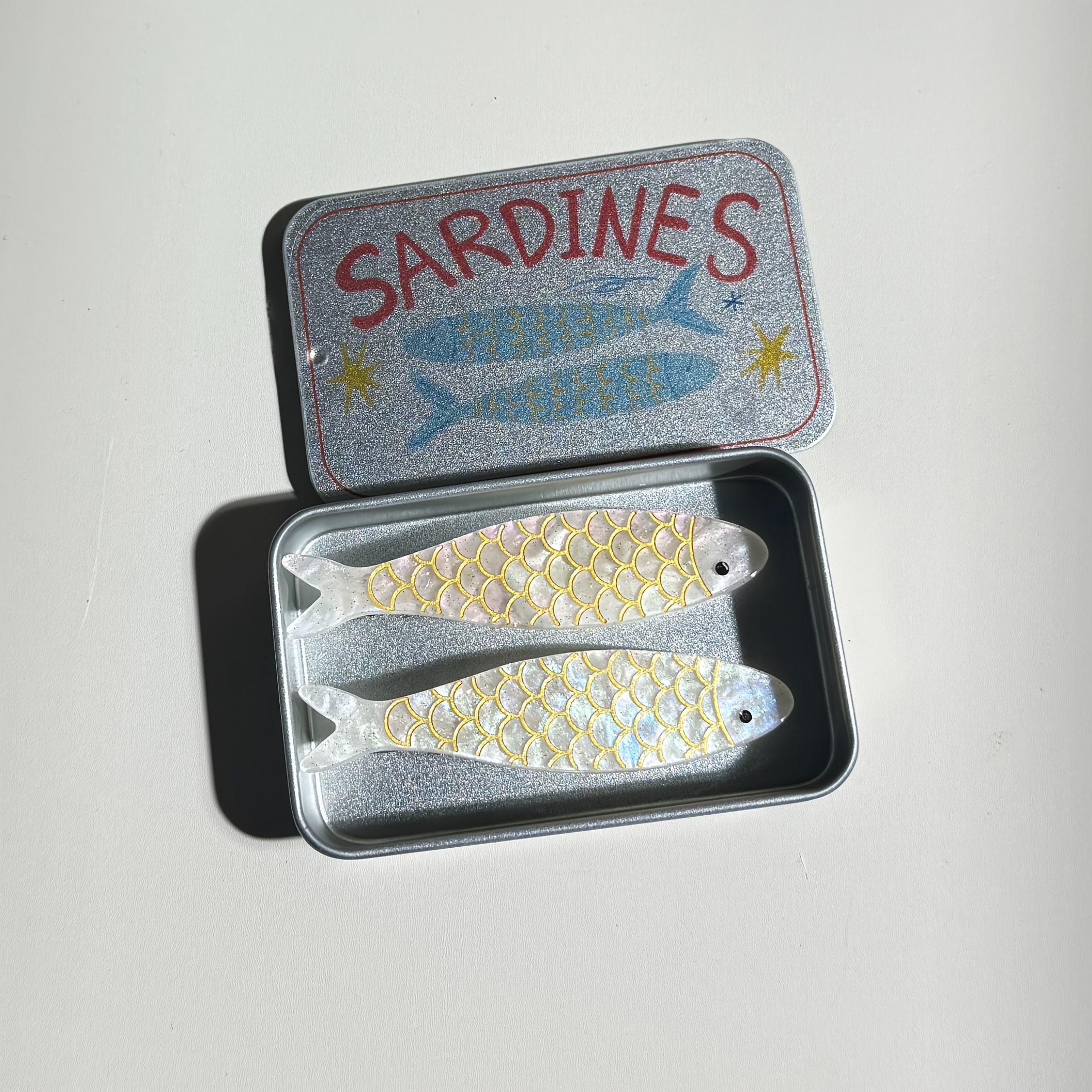TEMU 2pcs Sardine Hair Clips With Sardine Can Box, Cute Fish Hair Clips For Beach, Travel, Party, Funny Novelty Quirky Hair Accessories For Women