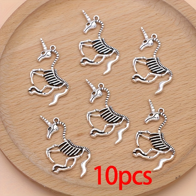 Image of 10pcs Of Unicorn Charms Skeleton Pendants For Jewelry Making Necklace Bracelet Earrings Key Chain Additions