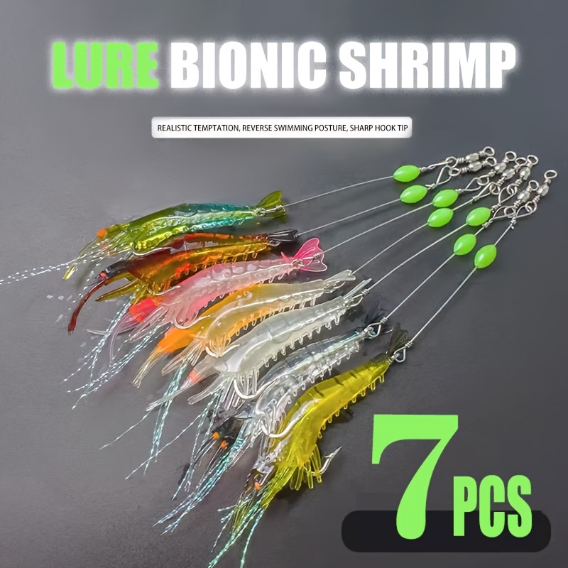 

[7pcs+box] Lure, Simulated Lure, Lure, Shrimp-shaped Soft Lure, Sea Fishing Lure With Hook