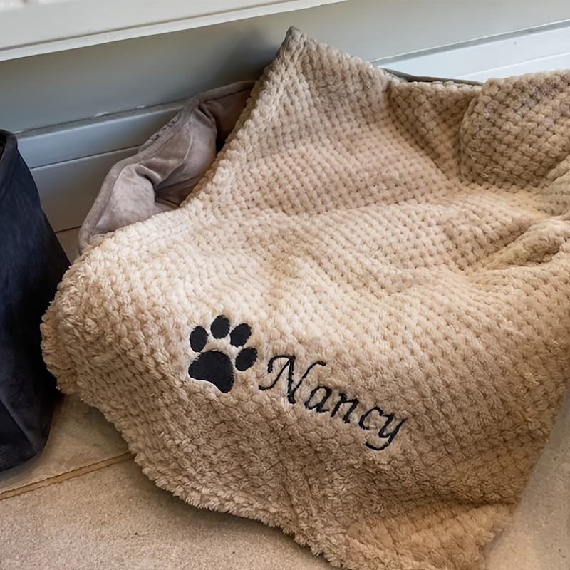 Dog Blanket - Cat Blanket - Personalised Dog Blanket - Puppy Blanket - Paw Print Blanket - Super Soft Pet Blanket - Embroidered Blanket