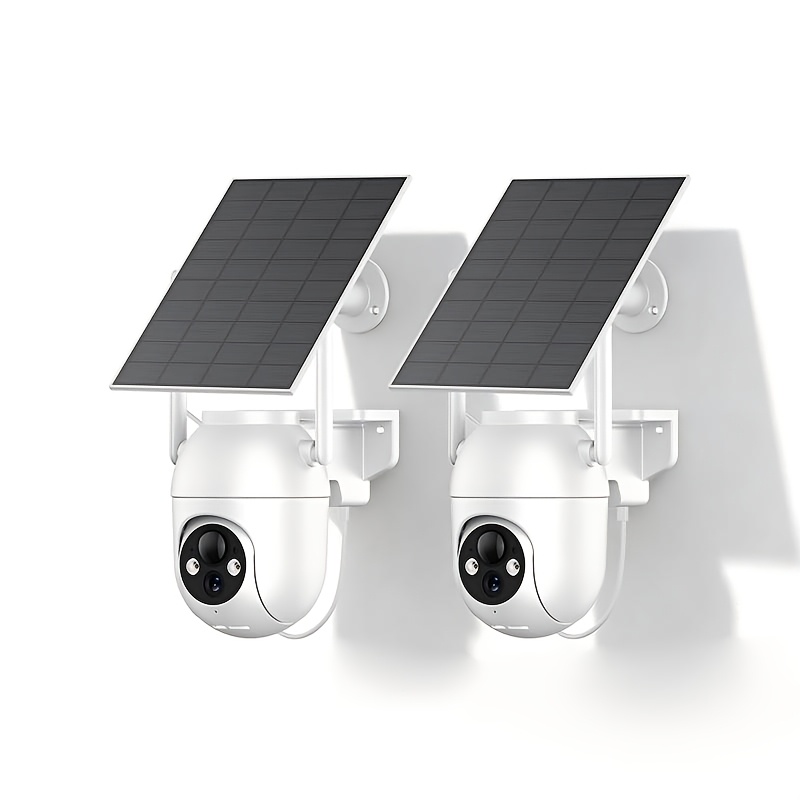 TEMU 1/2pcs, 2.5k Solar-powered Outdoor Security Camera | Wireless Wifi Camera With Detection, Audio, And Hd Color Night Vision | Pan/tilt Home