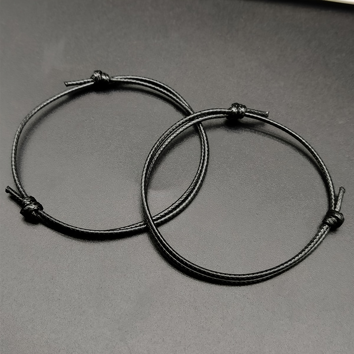 Image of Hot Adjustable Braided Wax Bracelet Couple Bracelet Red Black Rope 2pcs