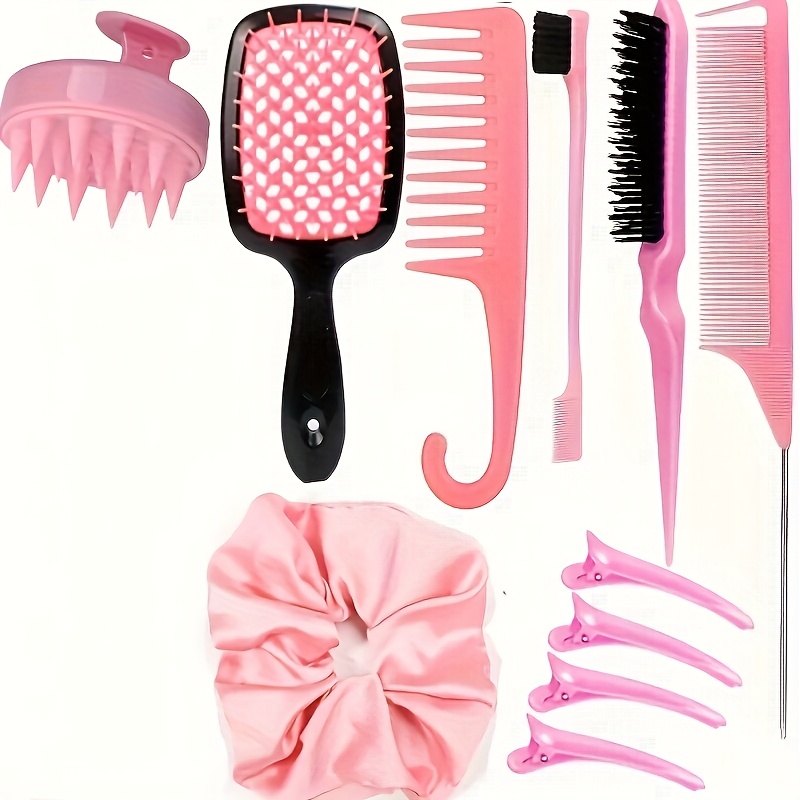 

12pcs/set Styling Comb Set, Detangling Types, Teasing Comb , Massager Shampoo For , Hairdressing , Styling Set