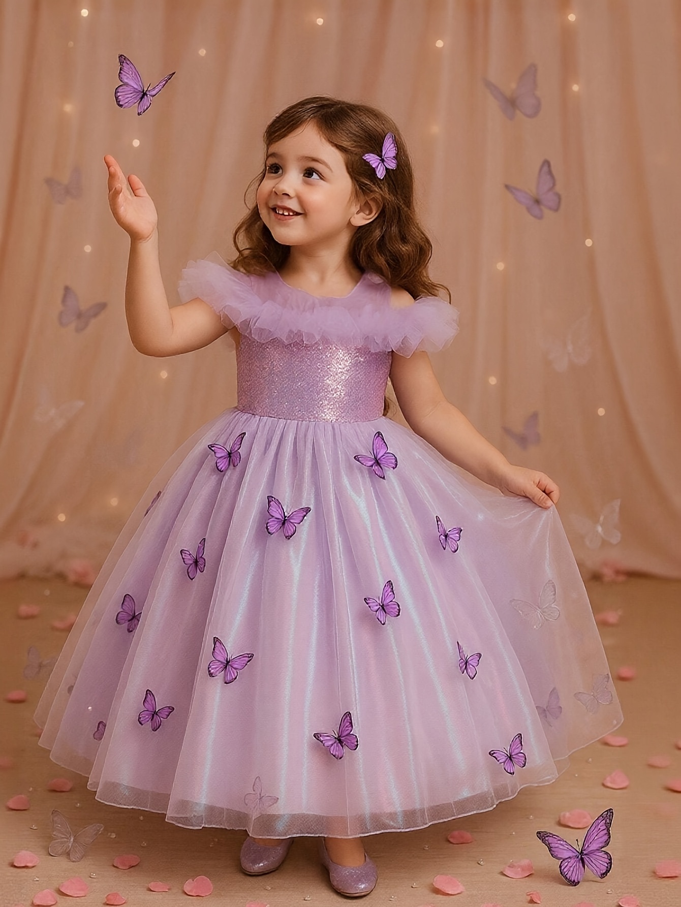 open lace back dress Fancy Girls Fitted Beaded Gown Multi Colours Canada – Grandma's Little  Darlings main image 0