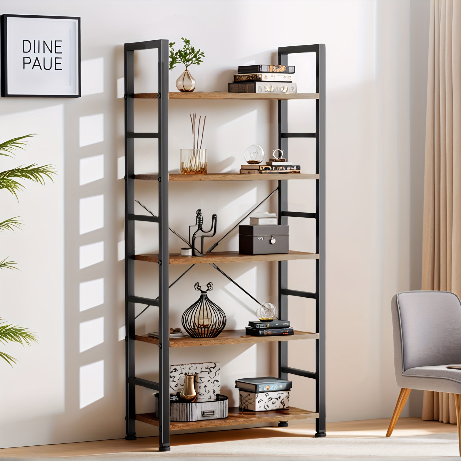 5 tier   shelving unit heavy duty bookcase organizer rack for garage home office living room ideal for books tools supplies suitable for garage garage shelf garage storage storage racks