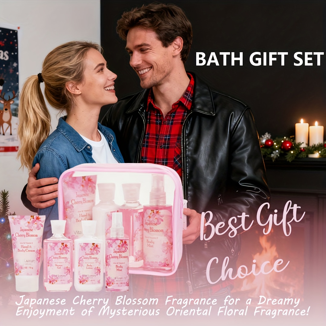 Spa Poklon Košare Za Žene Japanski Cvjetni/Miris Jasmina/Citrusa - Sadrži 3 fl.oz Losiona za Tijelo/Gela za Tuširanje/Kreme za Tijelo/Mist Miris, Idealni Pokloni Za Žene Zimska Dugotrajna Hidratacija Božićni Pokloni za vo
