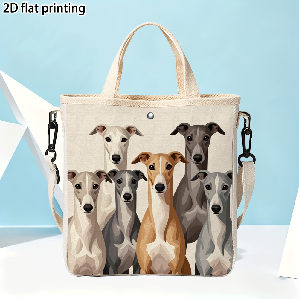 TEMU 1pc Abstract Whippet Dog Tote Bag Suitable For , Hand Washable Handbag With Whippet Breed, Casual Versatile Carrier For Daily Use,,, Shopping -