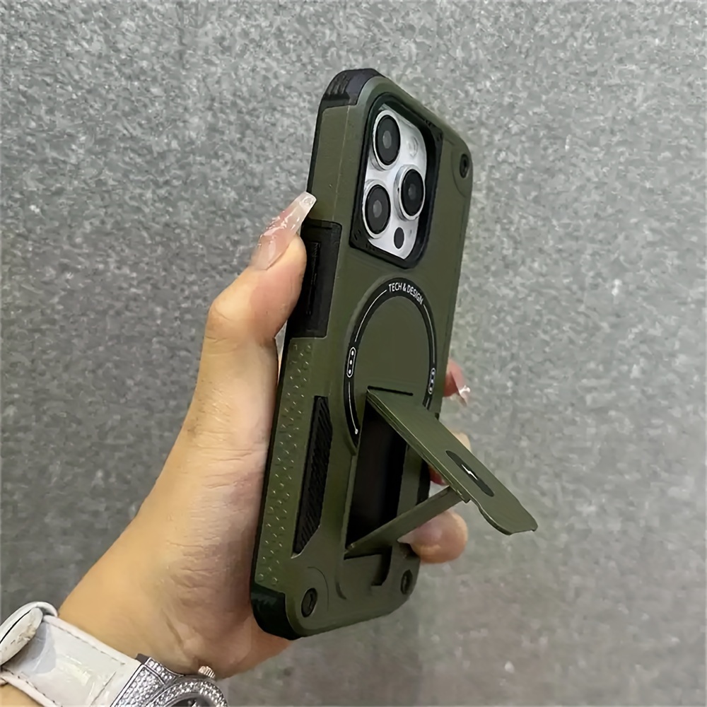   mekanisk pansarstil-fodral med magnetfäste, anti-slip design, dolt ställ för iphone 16 15 14   11 pro max –   skydd Produktinformation 3