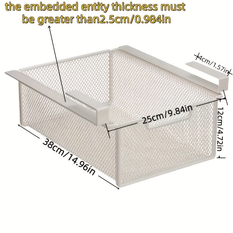 Portable Under-Table Hanging Storage Basket with Pull-Out Drawer