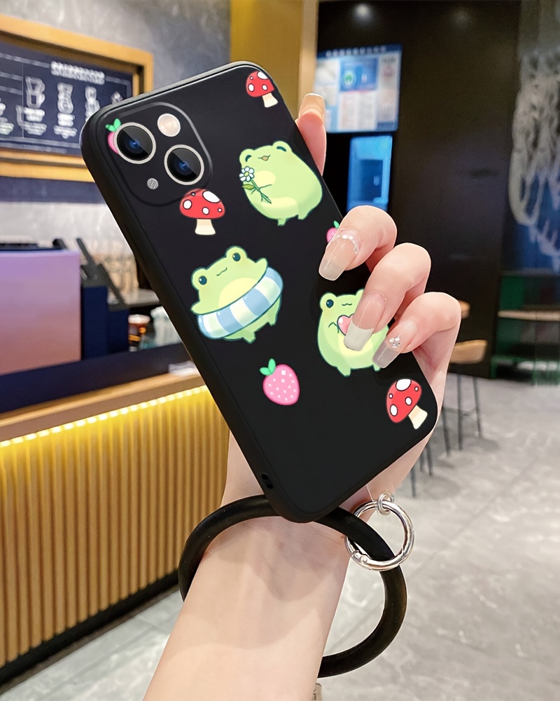 Animation Frog Graphic Phone Case With Lanyard For IPhone 11 14 Pro Max  XR XS Plus Mini Pattern Luxury Matte Silicone Original Shockproof