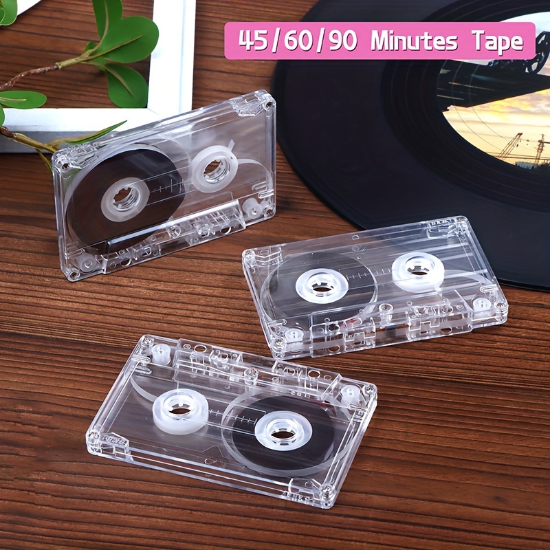 

3-pcs Blank Cassette Tapes, Transparent Storage Cases, 45/60/90 Minutes Recording Duration, 3.9x2.48 Inches, For Voice & Music Recording