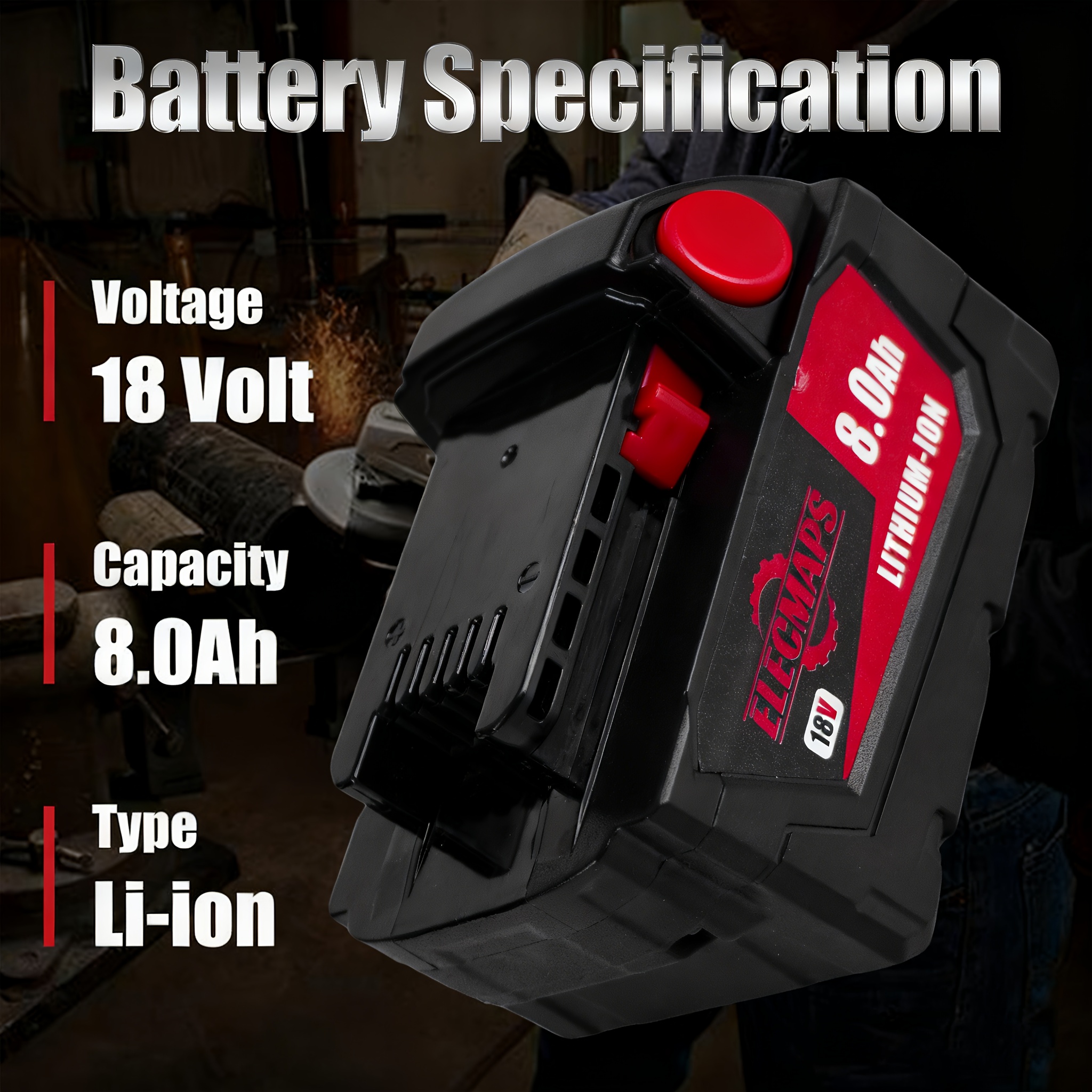 TEMU 1pc Battery2pcs 18v Battery And Charger Compatible With 18v Battery Powered Cordless Tools Such As Cordless Wrenches Screwdrivers Impact