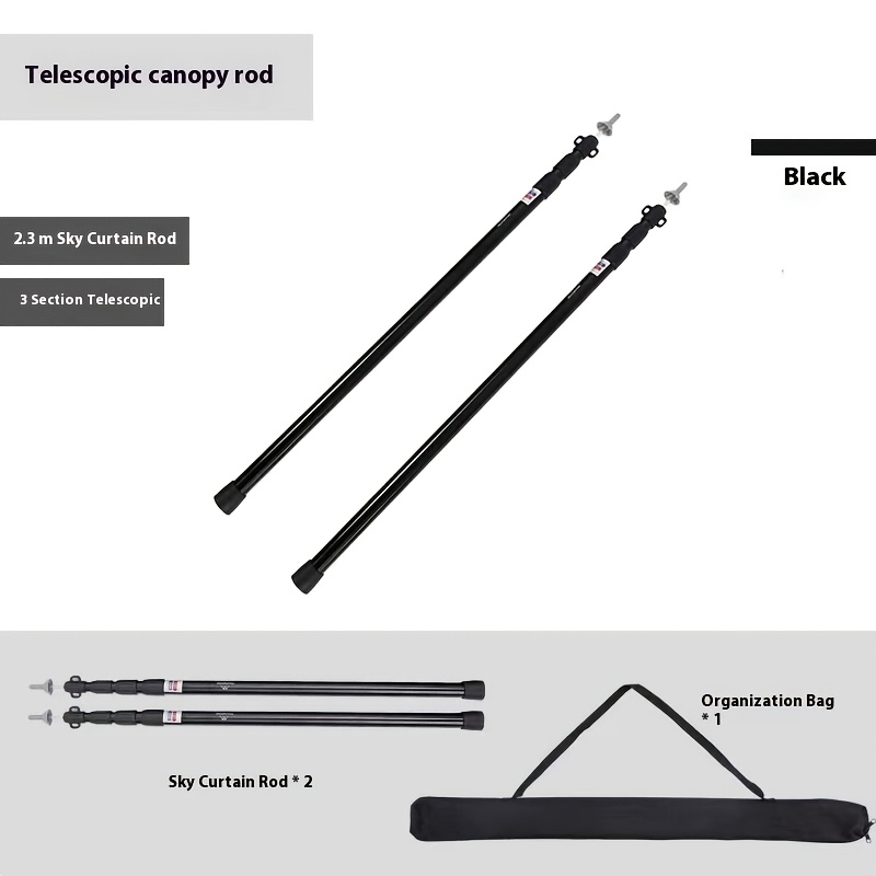 TEMU MOUNTAINHIKER Mât de tente épaissi en alliage d'aluminium, Mât de support de tente réglable, Accessoires pour mât de bâche d'auvent d'abri de