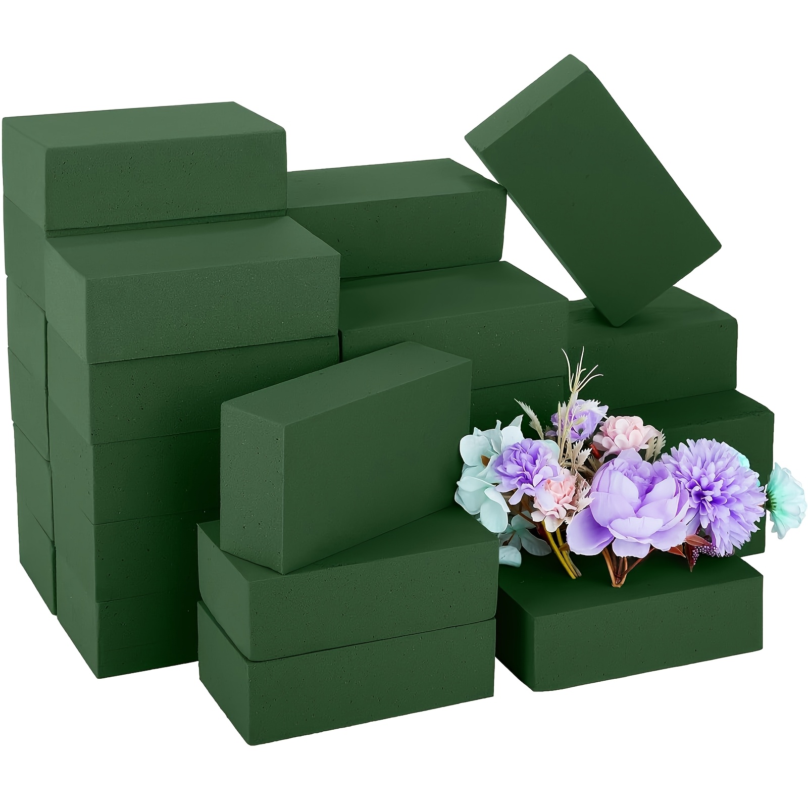 TEMU Lot de 24 blocs de mousse florale à fleurs, mousse verte pour plantes pour arrangements floraux, mousse de fleuriste polystyrène expansé humide
