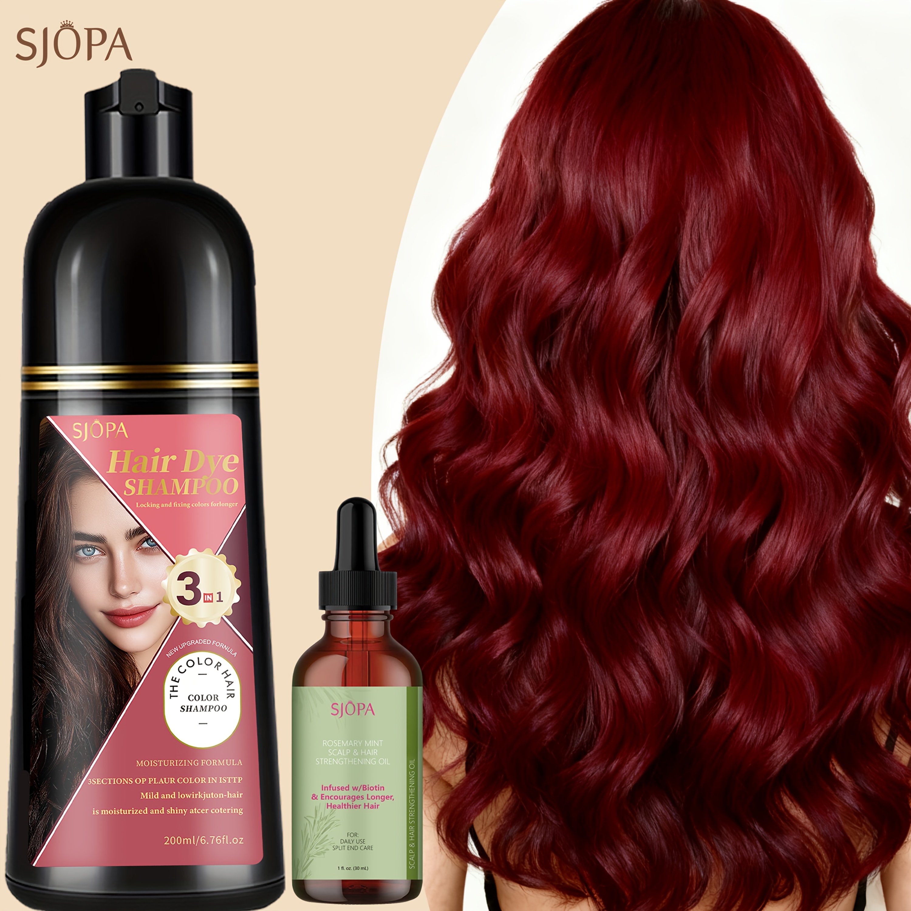 TEMU Sjopa 3-in-1 Hair Color Dyeing Shampoo, Moisturizing Conditioner Shampoo Formula For Normal Hair At Home, Holiday Gift, Gift For Mom, Gift Surprise For Girlfriend The Perfect Valentine's Day Gift