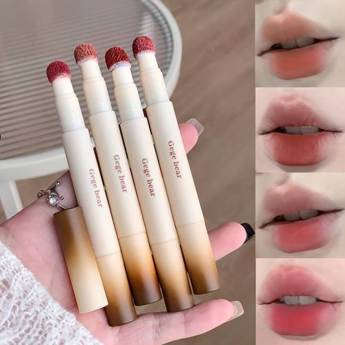 poudre à lèvres velours mist crème matte velours glace à lèvres surface mist longue tenue brosse éponge blanche