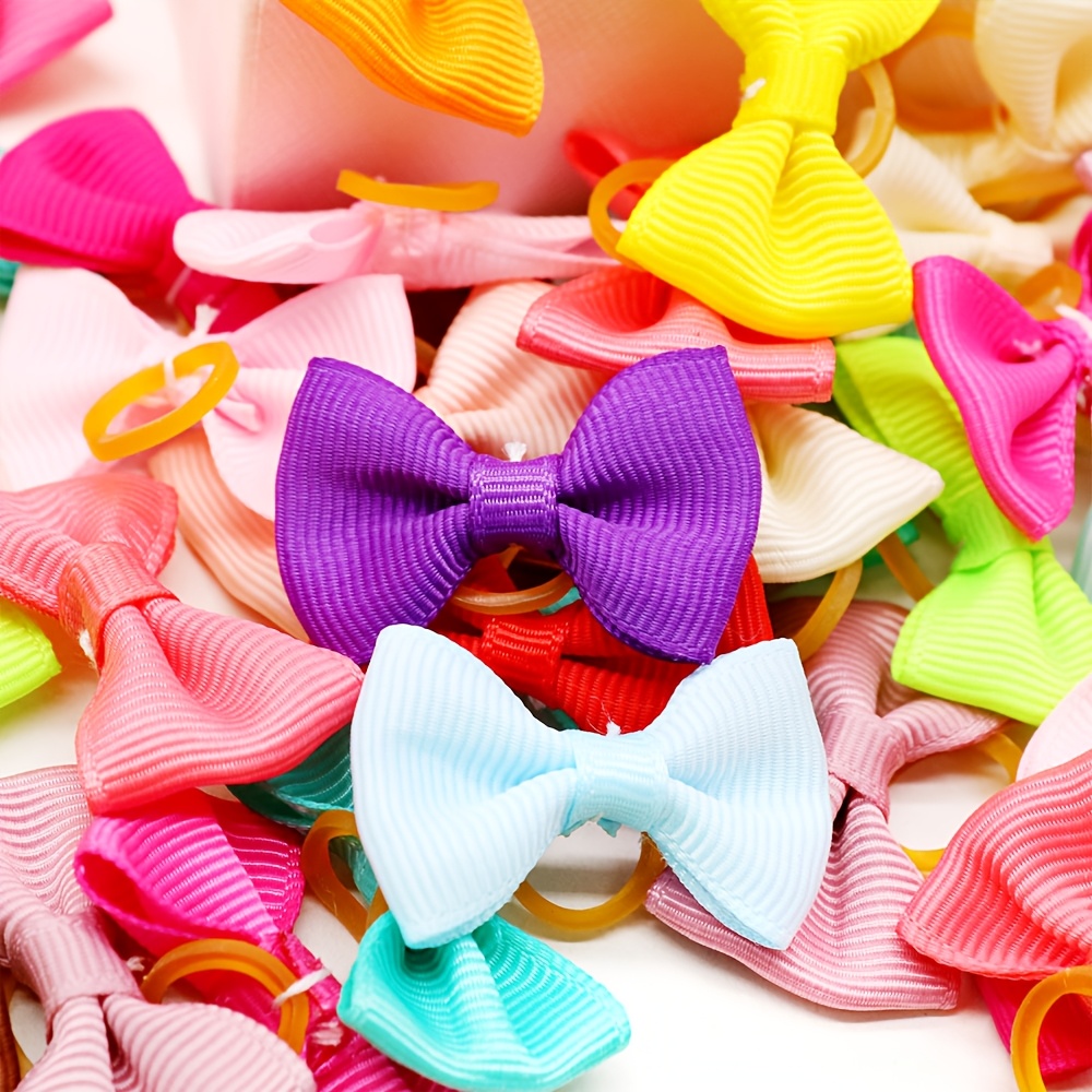 random 20pcs   handmade solid color pet dog bows hair additions for dogs cute cat bowknots pet supplies Product details 9
