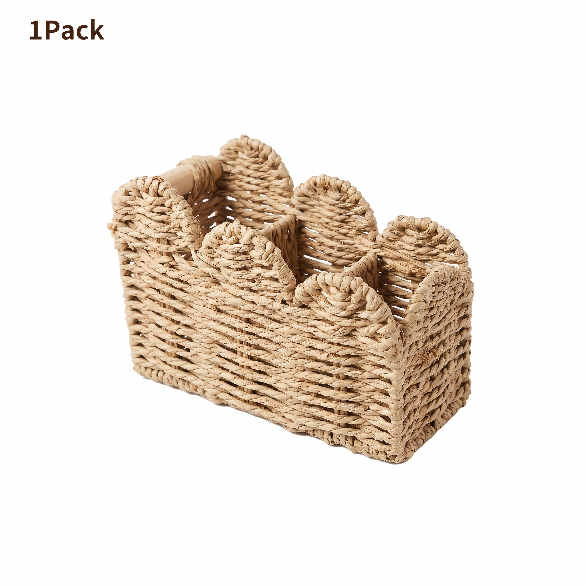 TEMU Panier de rangement de bureau à 3 compartiments, 1 pièce/2 pièces, paniers d'étagère, support multi-fentes pour stylos de papeterie de bureau,