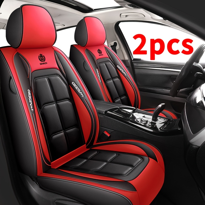 TEMU 2pcs Car Covers For Front S Made Of Leather - Suitable For Sedans And Suvs, Stylish, Comfortable, Waterproof, And Wear-resistant, Suitable For All .