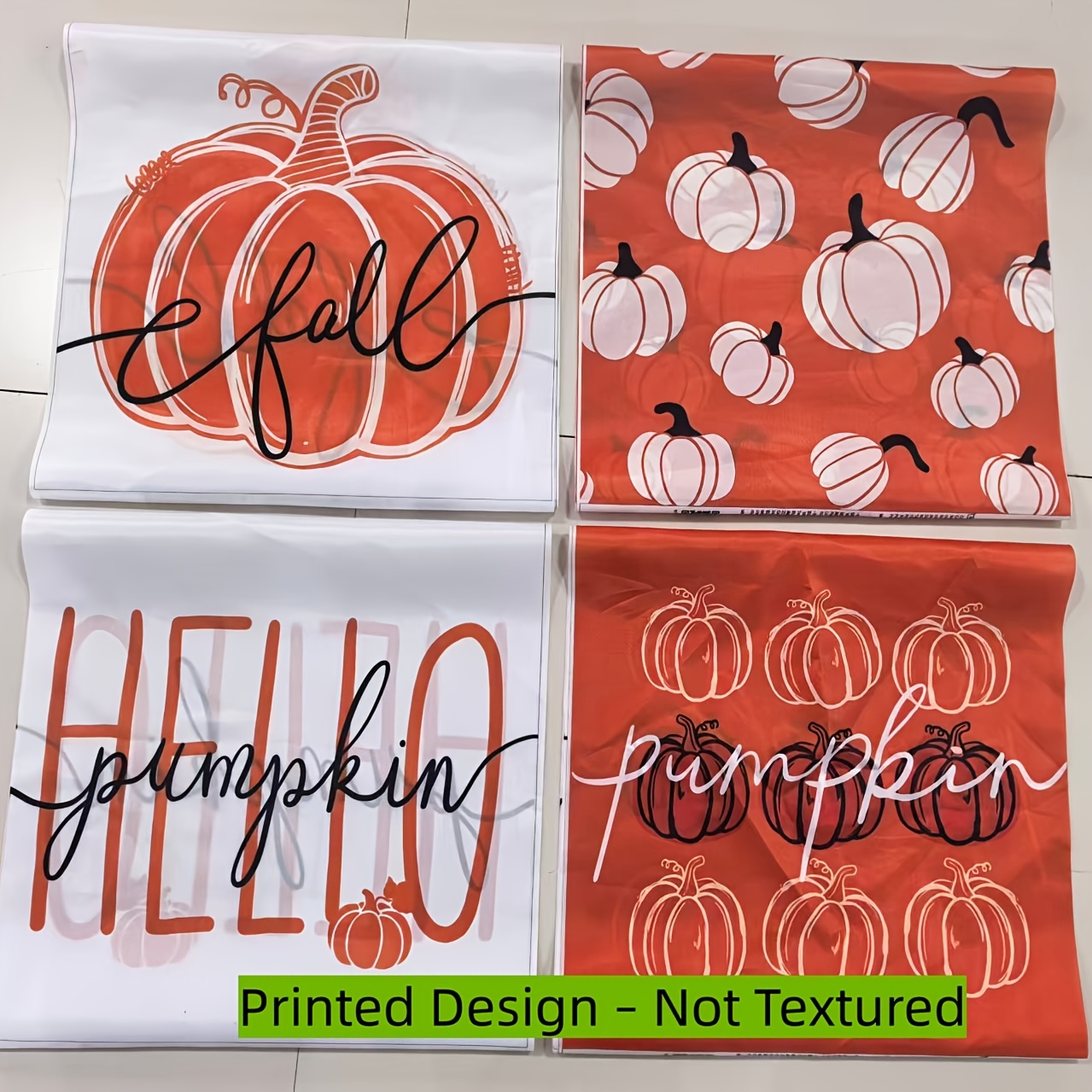 TEMU Printed Design - Not Textured, 4pcs Fall Throw Pillow Covers Double-sided Print, Hello Pumpkin Orange Farmhouse Cushion Cases, Multi-sizes