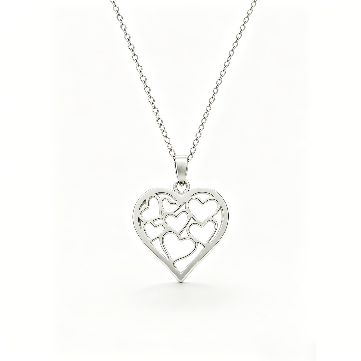 TEMU 1pc Collier Pendentif Combiné Multi-Cœurs Creux en Acier Inoxydable 304 à Faible , Grande Cadre de Cœur avec Chaîne Clavicule Multiples Petits