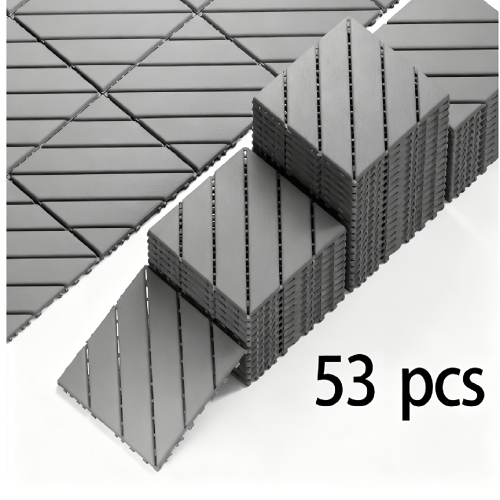 Image of 53-pack Interlocking Plastic Deck Tiles For Outdoor Use - Waterproof, , Non-slip- - Design For Poolside, Patio, Backyard