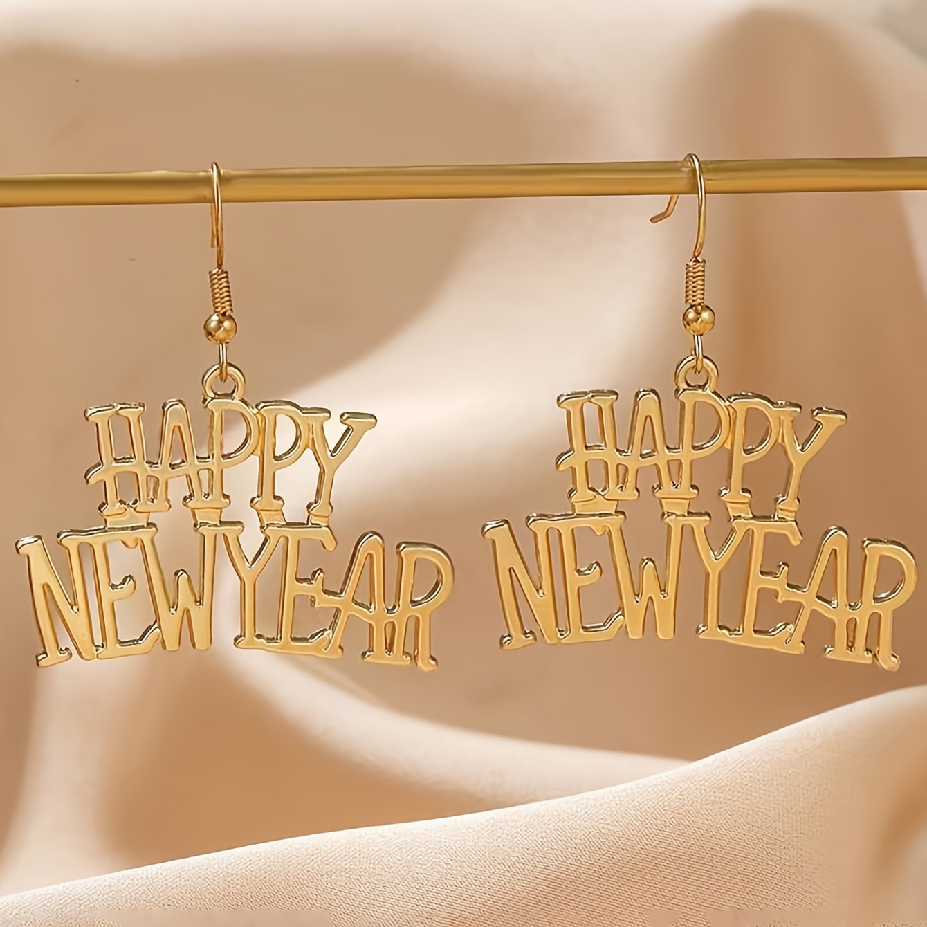 

Happy Newyear Design Dangle Earrings Cute Plated Jewelry Trendy Female Gift