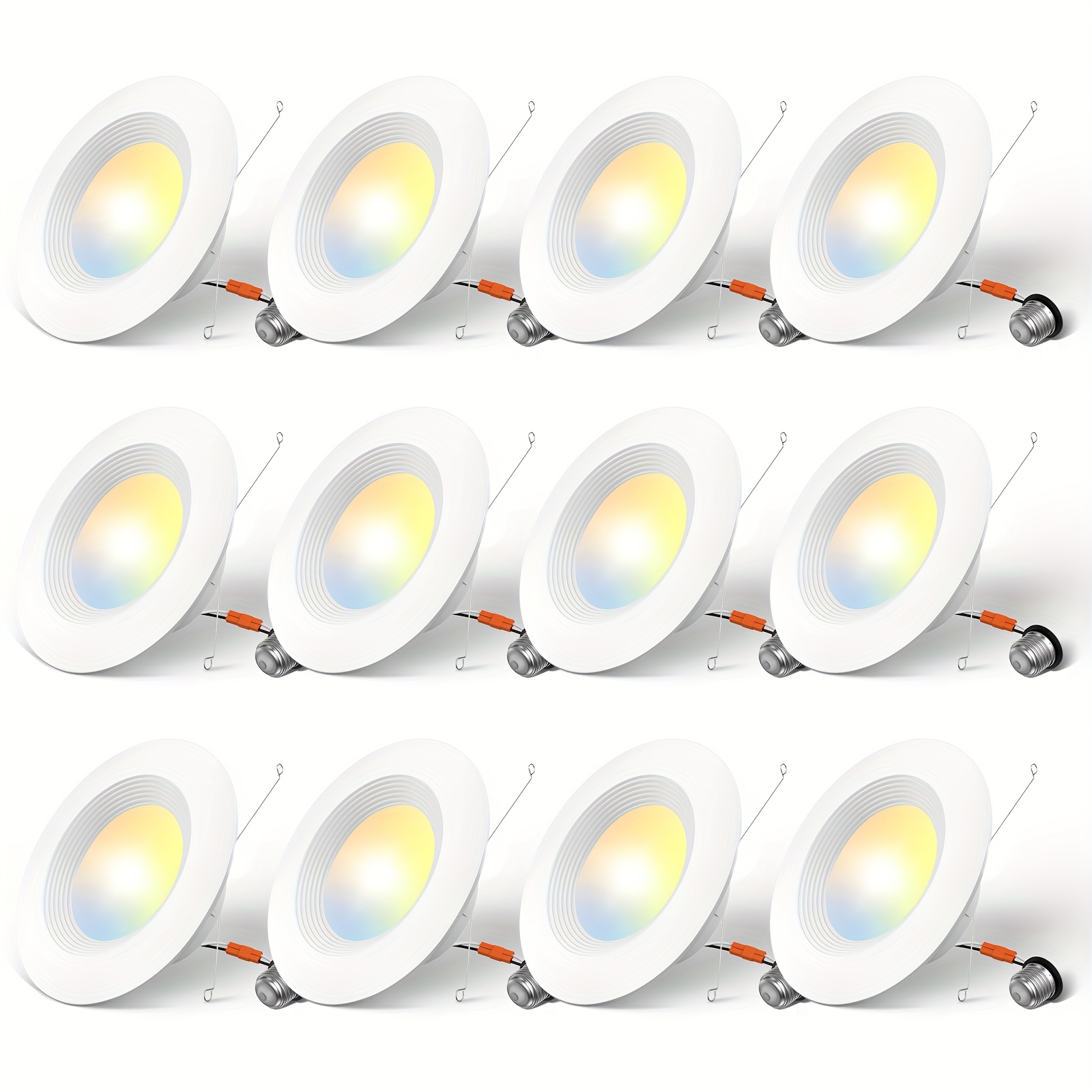 TEMU 12/24 Pack 4/6 Inch Led Recessed Lighting, Dimmable, Damp Rated, 12.5w Eqv 100w, Can Lights With Baffle Trim, Installation, White