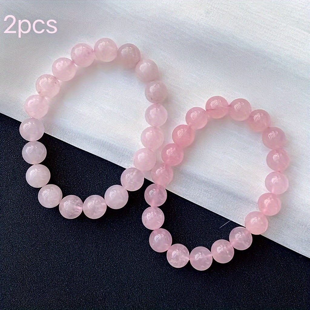 2pcs 8mm Handmade Glass Elastic Bracelets Women's Fashion Wristbands Men's Birthday Gift