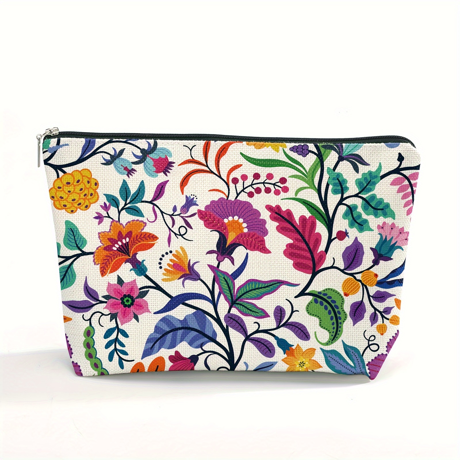 

Waterproof Paisley Floral Cosmetic Bag - Polyester, Lightweight Makeup Organizer With Zipper For Travel