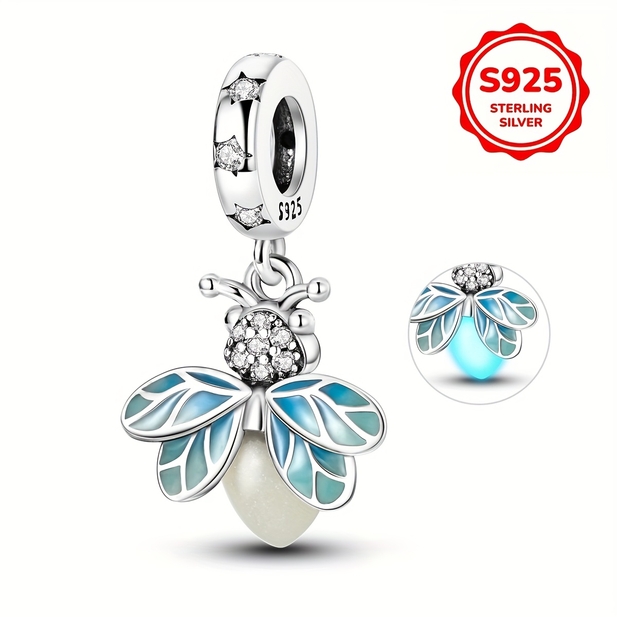 Women's Luminous Firefly Pendant Necklace in S925 Silver