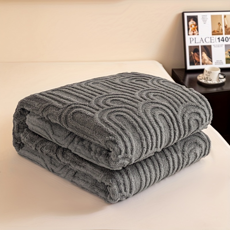 vintage jacquard knit striped plush bed blanket polyester roman column pattern machine washable with   cozy for living room bedroom office and camping sofa throw details 11